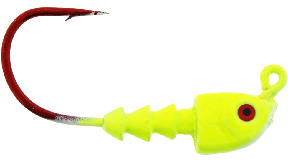 Bass Assassin Red Hook Jigheads, 1/4 oz, Hook 4/0, 4/Pack, Chartreuse Flash, 1/4 oz, RJA63105