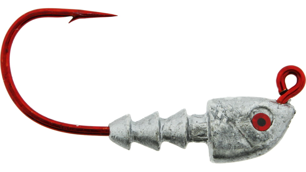 Bass Assassin Red Hook Jigheads, 1/4 oz, Hook 4/0, 4/Pack, Lead/Red Eye, 1/4 oz, RJA63101