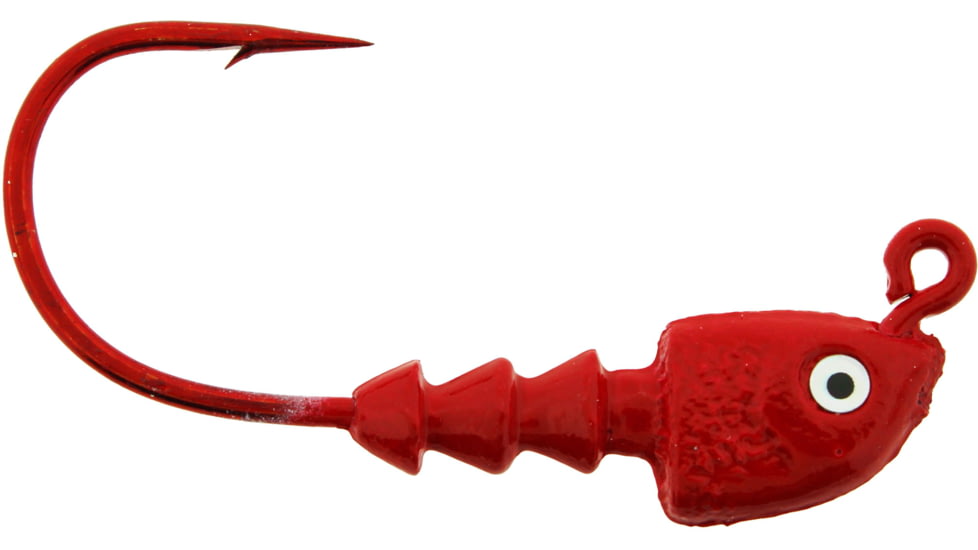 Bass Assassin Red Hook Jigheads, 1/4 oz, Hook 4/0, 4/Pack, Red, 1/4 oz, RJA63102