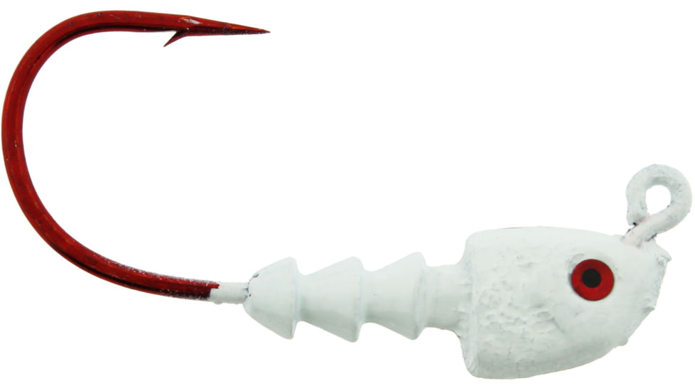 Bass Assassin Red Hook Jigheads, 1/4 oz, Hook 4/0, 4/Pack, White, 1/4 oz, RJA63103