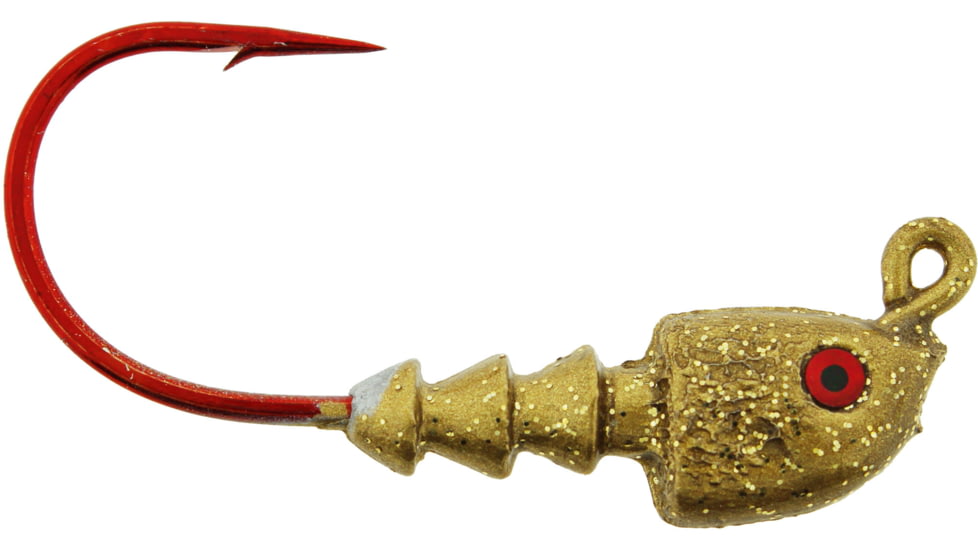 Bass Assassin Red Hook Jigheads, 1/4 oz, Hook 4/0, 4 per Pack, Gold, 1/4 oz, RJA63009