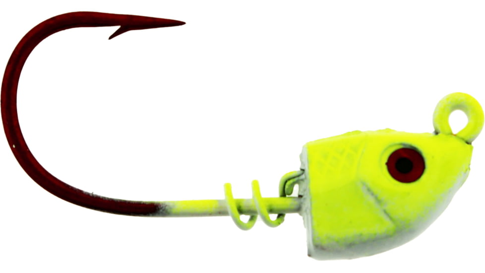 Bass Assassin Red Hook Spring Lock, 1/4 oz, Hook 4/0, 4 per Pack, Chartreuse Flash, 1/4 oz, RSLJ60005