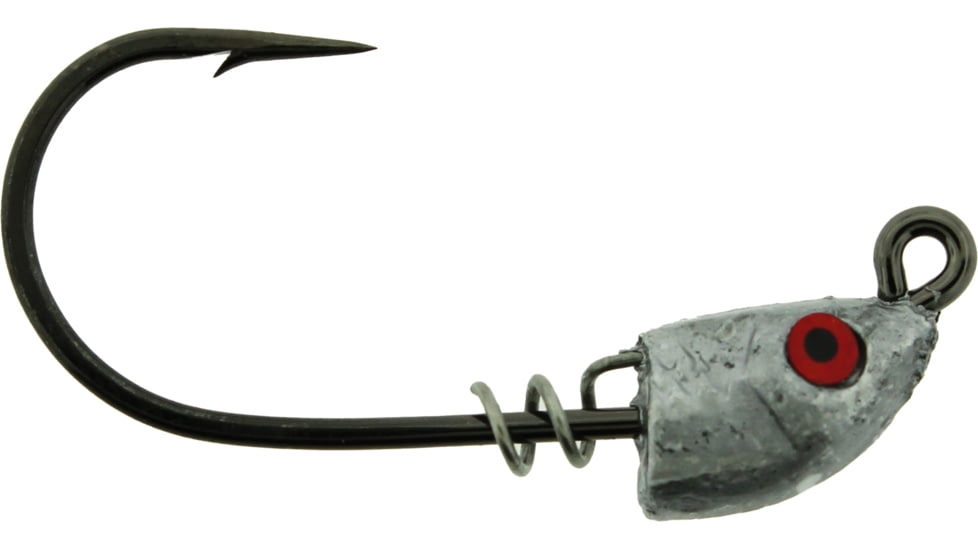 Bass Assassin Spring Lock Jigheads, 1/16 oz, Hook 2/0, 3 per Pack, Lead/Red Eye, 1/16 oz, SLJA71001