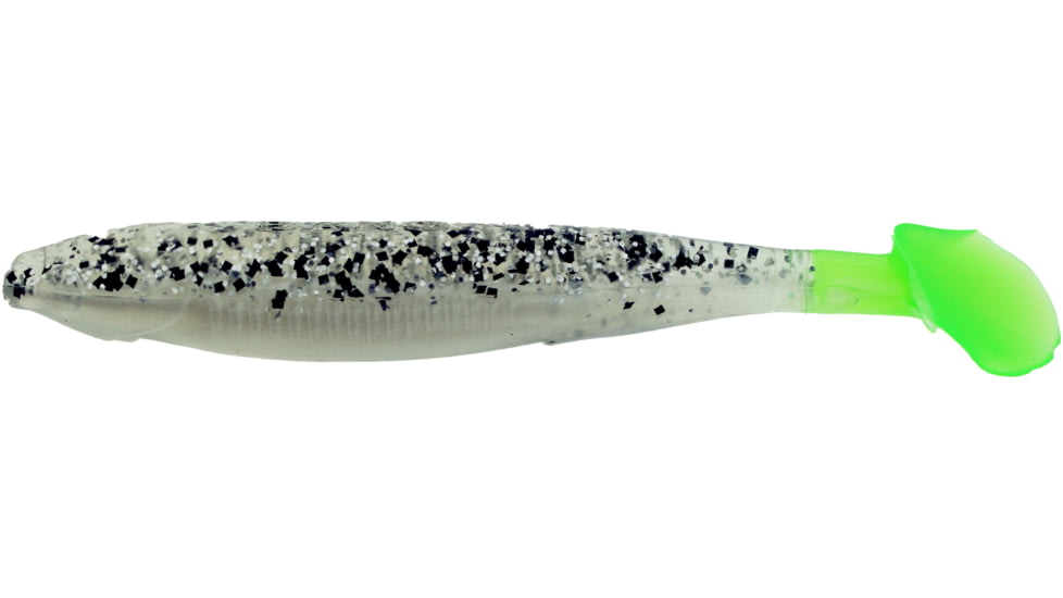 Bass Assassin Walleye Assassin Die Dapper, 3in, 10 per Pack, Salt &amp; Pepper Silver Phantom/Chartreuse Tail, 3, WDD82238