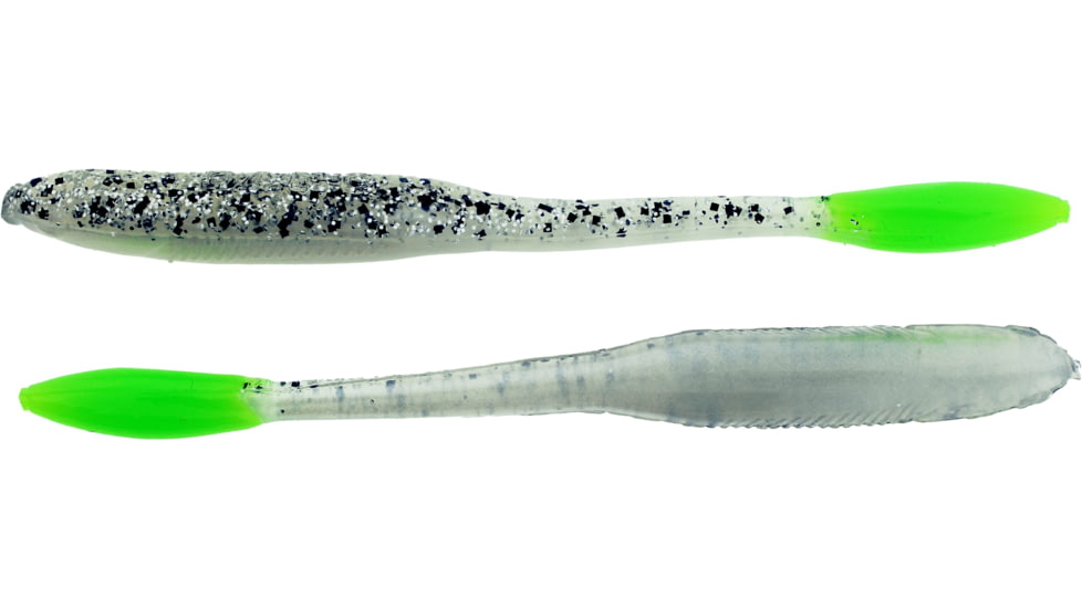 Bass Assassin Walleye Assassin Litl Tapper, 4.5in, 12 per Pack, Salt &amp; Pepper Silver Phantom/Chartreuse Tail, 4.5, WTO87238