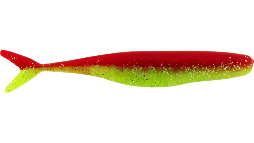 Bass Assassin Walleye Assassin Split Tail Shad, 4in, 10 per Pack, Chartreuse Woodpecker, 4, WST43391
