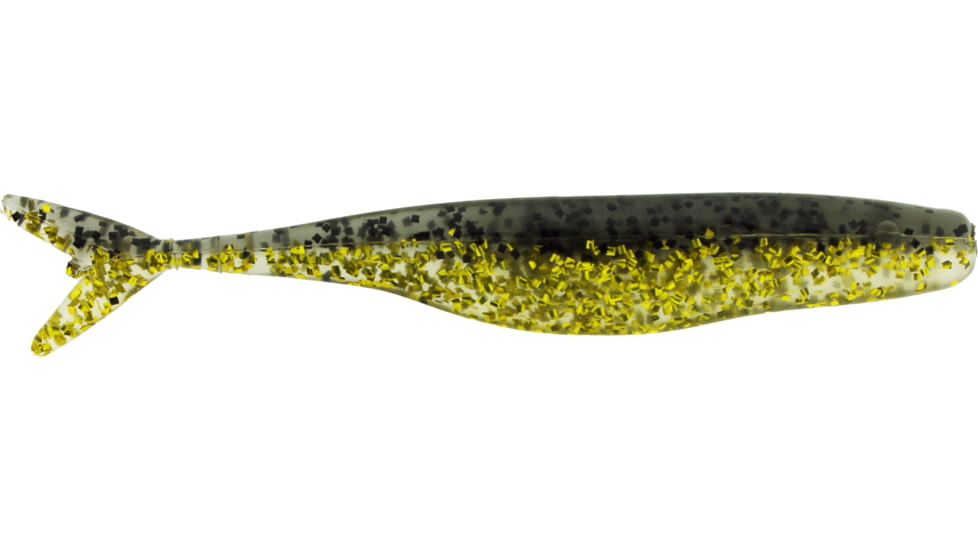 Bass Assassin Walleye Assassin Split Tail Shad, 4in, 10 per Pack, Gold Pepper Shiner, 4, WST43335