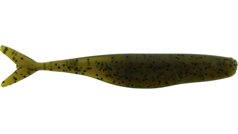 Bass Assassin Walleye Assassin Split Tail Shad, 4in, 10 per Pack, Green Pumpkin, 4, WST43458