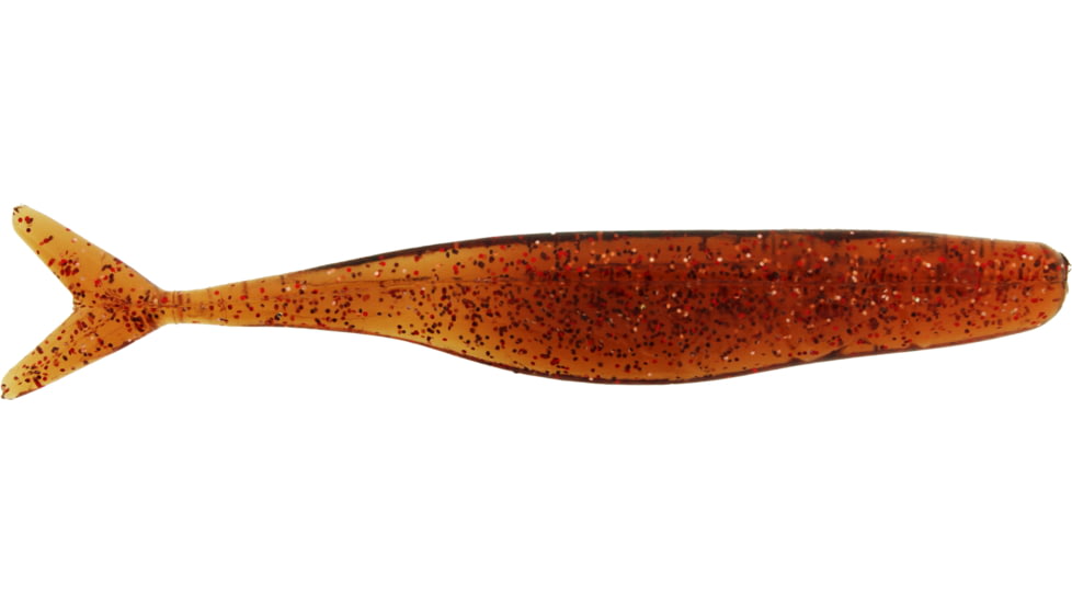 Bass Assassin Walleye Assassin Split Tail Shad, 4in, 10 per Pack, Rootbeer/Red Glitter, 4, WST43401