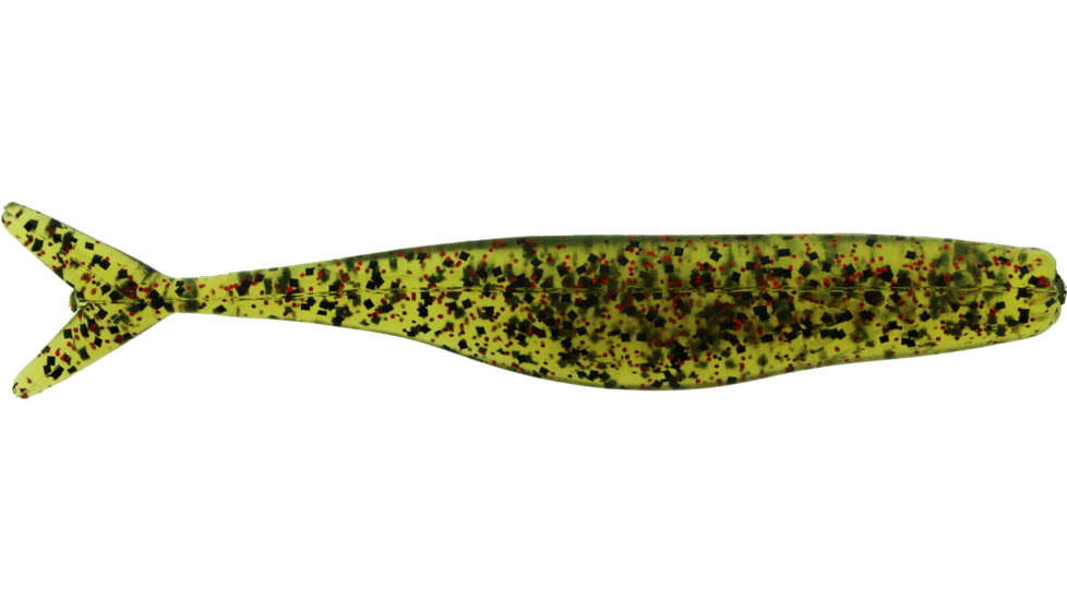 Bass Assassin Walleye Assassin Split Tail Shad, 4in, 10 per Pack, Watermelon/Red Glitter, 4, WST43410
