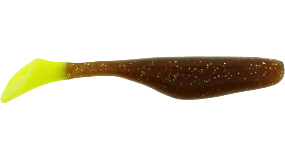 Bass Assassin Walleye Assassin Turbo Shad, 4in, 10 per Pack, 10w40/Limetreuse Tail, 4, WA32210