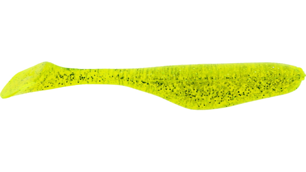 Bass Assassin Walleye Assassin Turbo Shad, 4in, 10 per Pack, Chartreuse/Silver Glitter, 4, WA32452