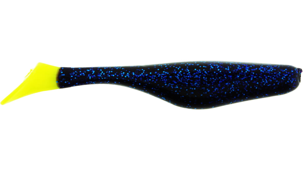 Bass Assassin Walleye Assassin Turbo Shad, 4in, 10 per Pack, Electric Blue/Limetreuse Tail, 4, WA32254