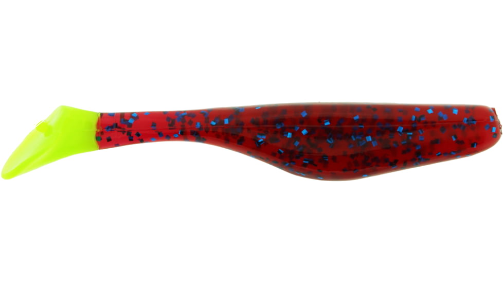 Bass Assassin Walleye Assassin Turbo Shad, 4in, 10 per Pack, Plum/Chartreuse Tail, 4, WA32255