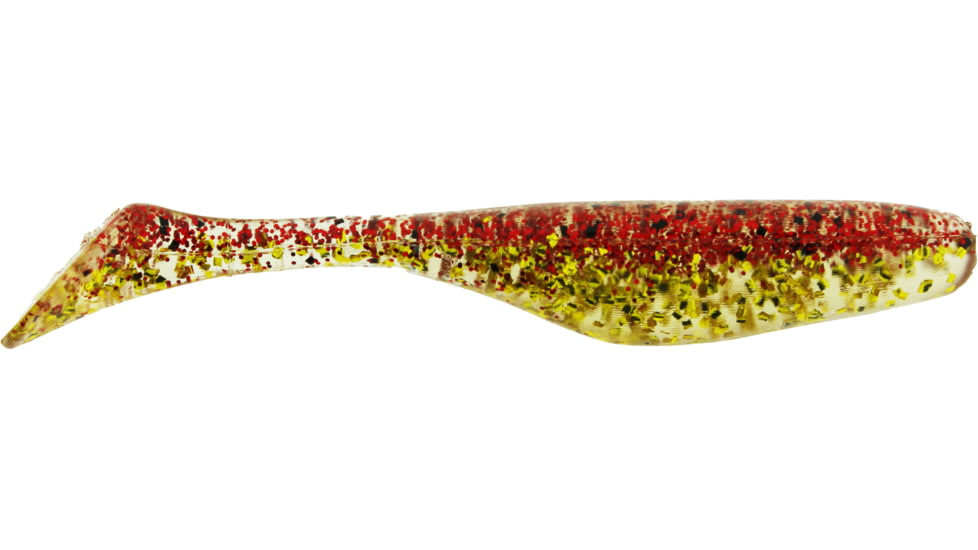 Bass Assassin Walleye Assassin Turbo Shad, 4in, 10 per Pack, Red Gold Shiner, 4, WA32380