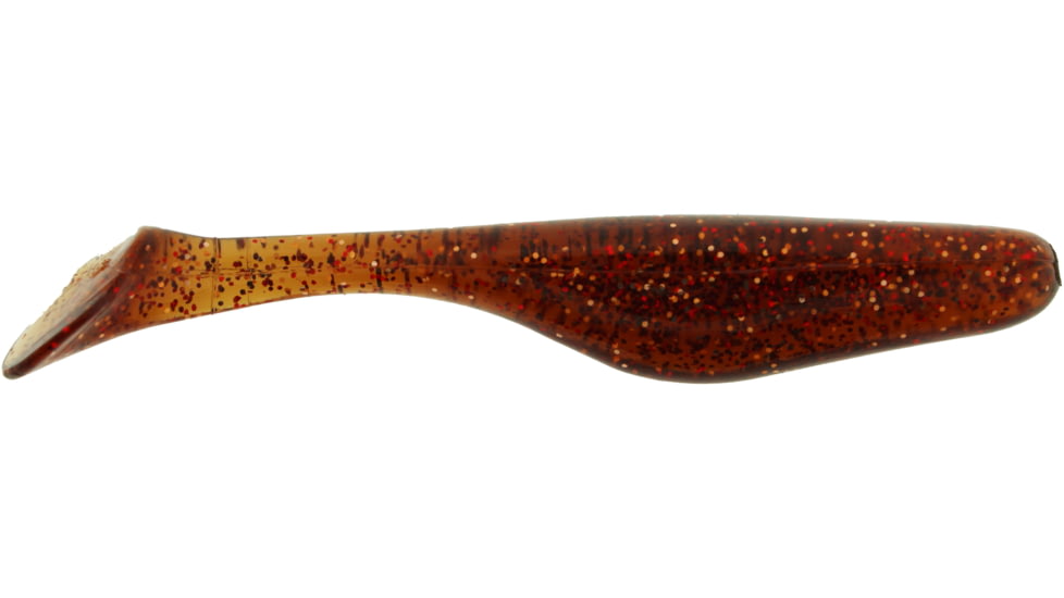 Bass Assassin Walleye Assassin Turbo Shad, 4in, 10 per Pack, Rootbeer/Red Glitter, 4, WA32401