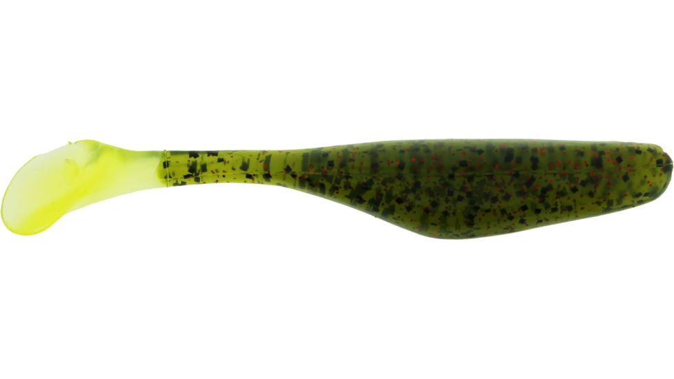 Bass Assassin Walleye Assassin Turbo Shad, 4in, 10 per Pack, Watermelon Red Glitter/Chartreuse Tail, 4, WA32267