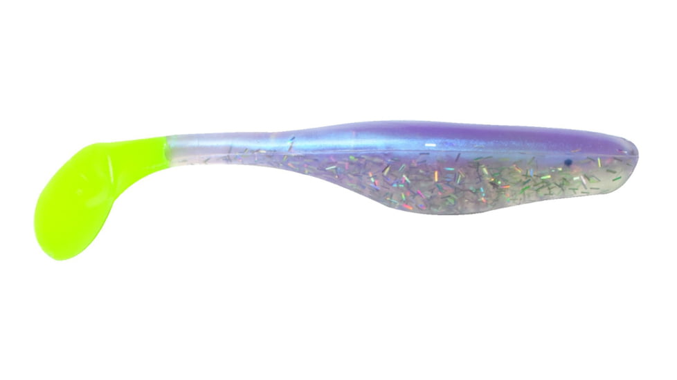 Bass Assassin Walleye Turbo Shad, 10, 4in, Open Night-Limetreuse Tail, WA32261