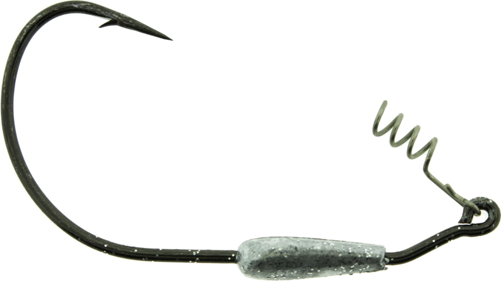 Bass Assassin Weighted Swim Hook, 5/0 Hook, Clear/Silver Glitter, 1/8oz, 3/per Pack, SWIM18185