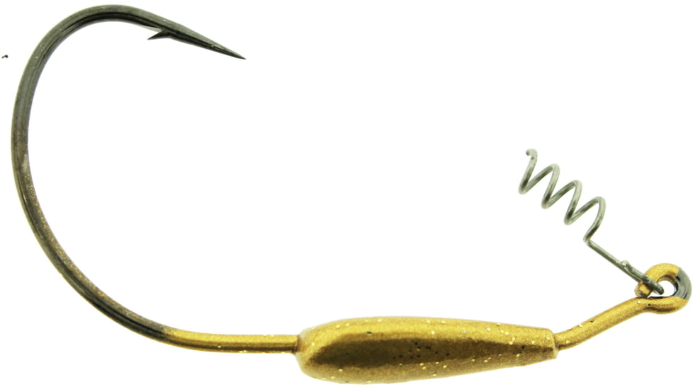 Bass Assassin Weighted Swim Hook, 5/0 Hook, Gold, 1/4oz, 3/per Pack, SWIM14125