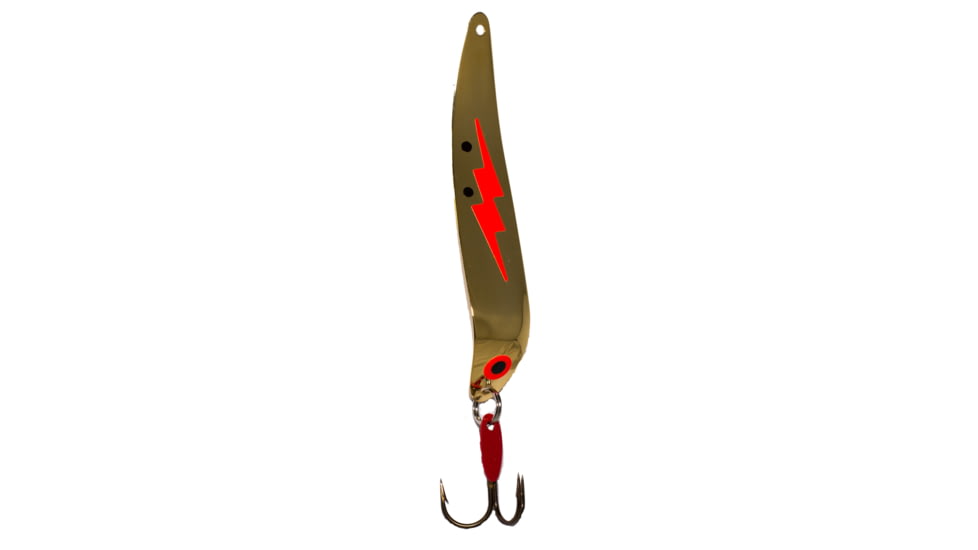 Bay de Noc Flutter Laker Taker Spoon, 4in, Floating, 1/4oz, Fluorescent Orange Gold, 9016-FOG