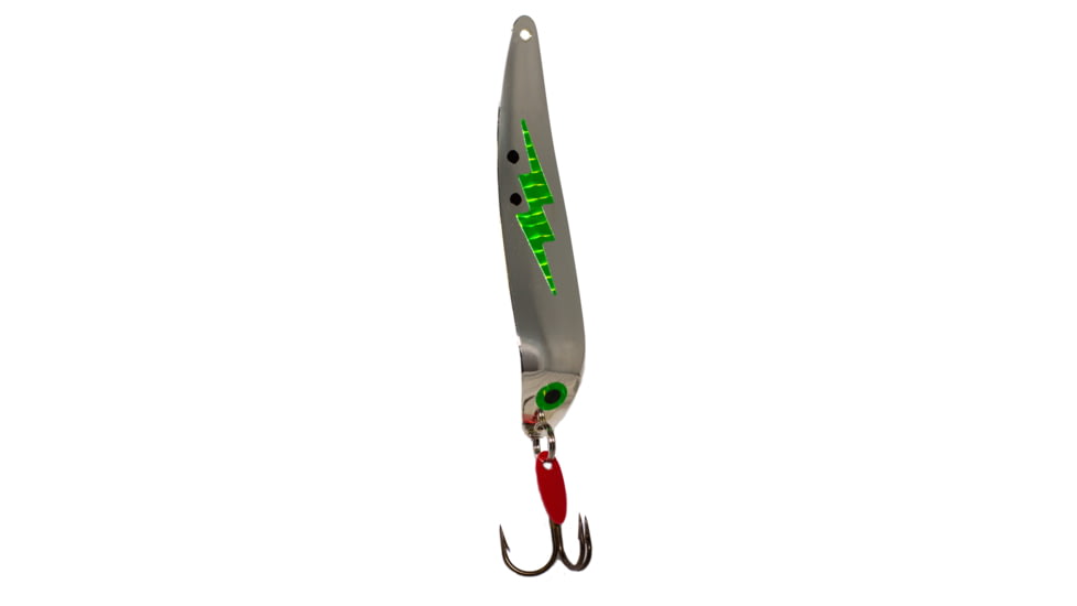 Bay de Noc Flutter Laker Taker Spoon, 4in, Floating, 1/4oz, Silver Green, 9016-SCH