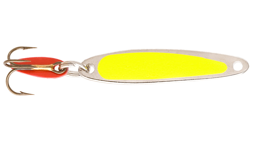 Swedish Pimple Jigging Lure, 1/10 oz, 1 in, Fluorescent Yellow/Nickel, 2FYN
