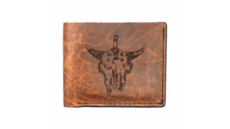 Montana Knife Company Mkc Bison Skull Leather Wallet, Natural, One Size, MKC-000739