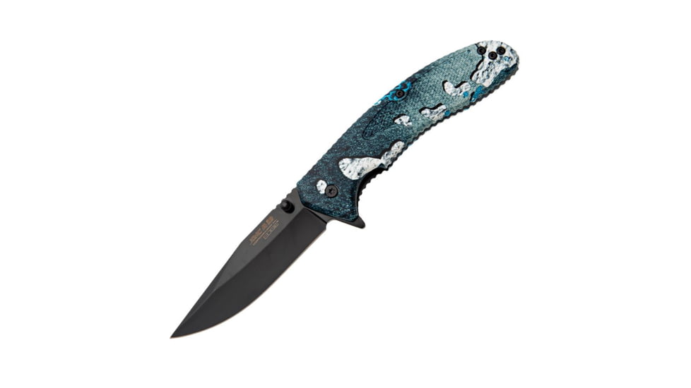 Bear And Son Bear Edge Sideliner Spring Assisted Knife TrueTimber Rift Zytel 3.5" Black, Blue, 440, adult, BHQ-212473