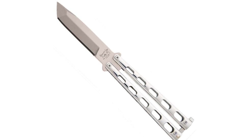 Bear and Son Knives Butterfly Folding Knives w/ Armour Piercing, 3.38in, 440 Stainless Steel, Stainless Steel Handle, Silver, SS14A