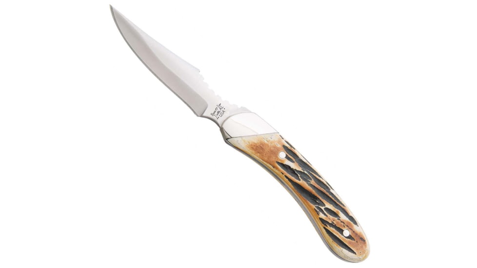 Bear and Son Knives Caper Fixed Blade Knife, 2.5in, 440 Stainless Steel, Genuine India Stag Bone Handle, 5009