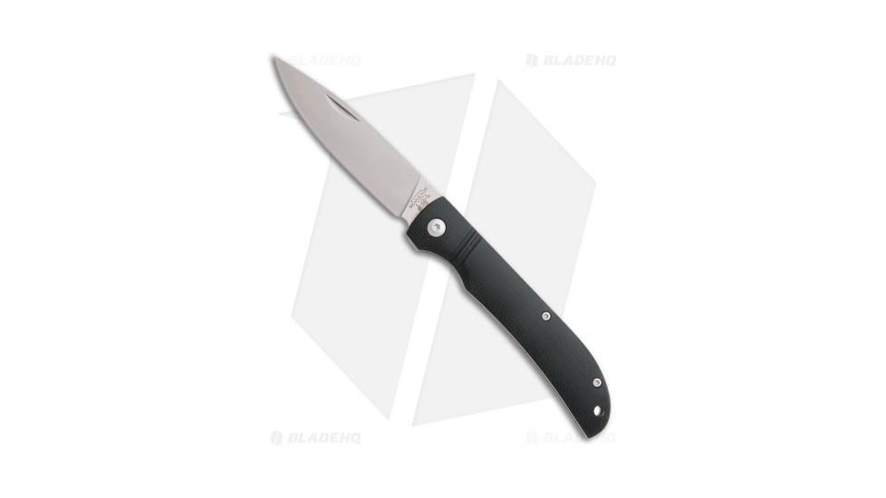 Bear and Son Knives Drop Point Slip Joint Folding Knife, 3.50in, D2, Drop Point Blade, G10 Black Handle, Steel/Black, 8.00in, BHQ-196288