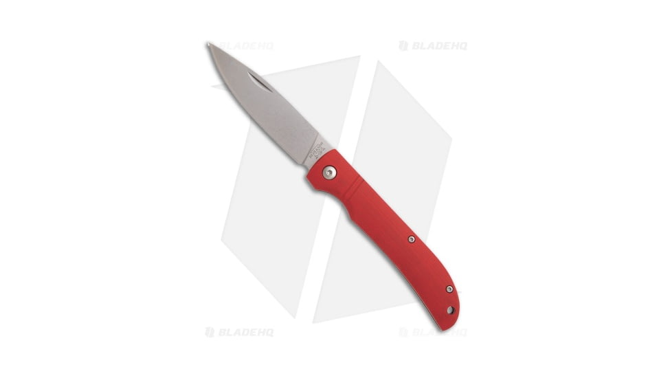 Bear and Son Knives Drop Point Slip Joint Folding Knife, 3.50in, D2, Drop Point Blade, G10 Red Handle, Steel/Red, 8.00in, BHQ-196289