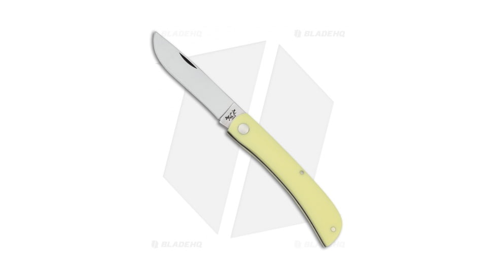 Bear and Son Knives Large Farmhand Traditional Folding Knife, 3.625in, 1095, Normal Blade, G10 Yellow Handle, Steel/Yellow, 8.25in, BHQ-39417