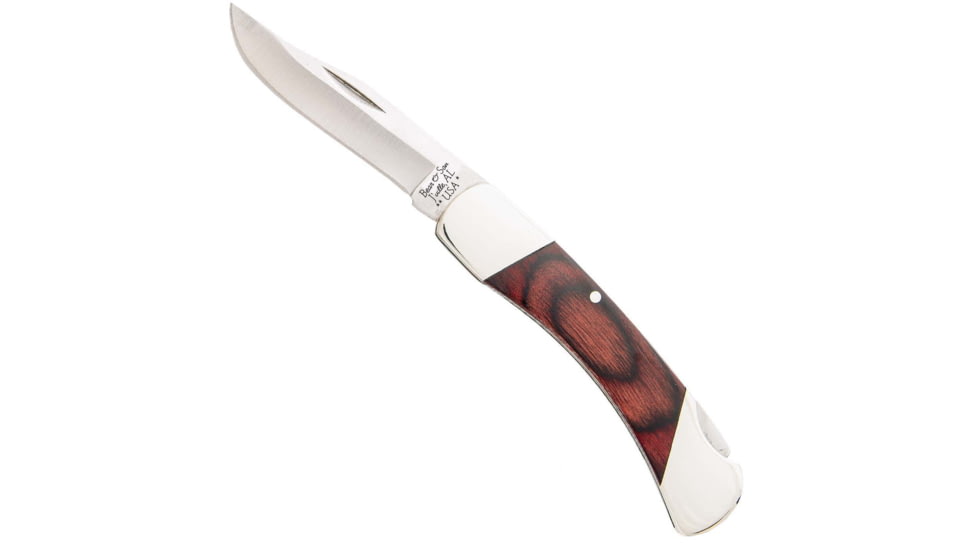 Bear and Son Knives Lockback Folding Knife, 2.75in, 440 Stainless Steel, Rosewood Handle, 205R