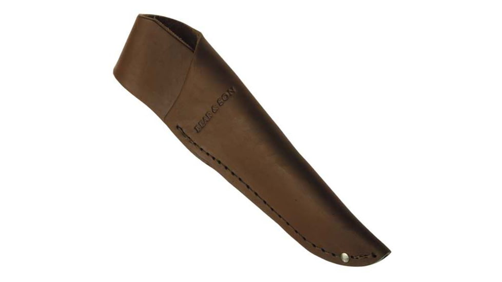 Bear and Son Knives Pro Skinner Fixed Blade Knife w/ Leather Sheath, 3.13in, High Definition Damascus Steel, Genuine India Stag Bone Handle, 549D