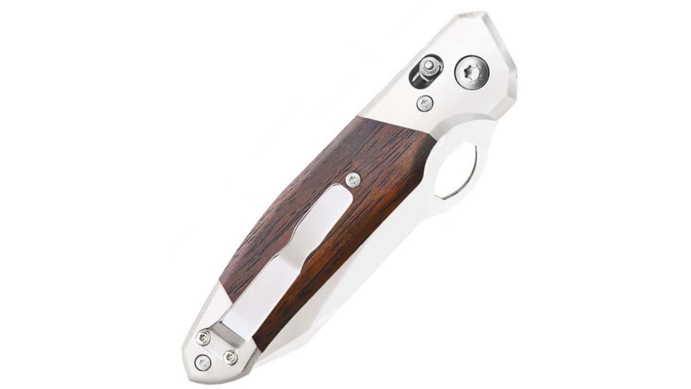 Bear and Son Knives Slide Lock Folding Knife, 3.38in, D2 Tool Steel, Cocobola Wood Handle w/ Pocket Clip, CB10N
