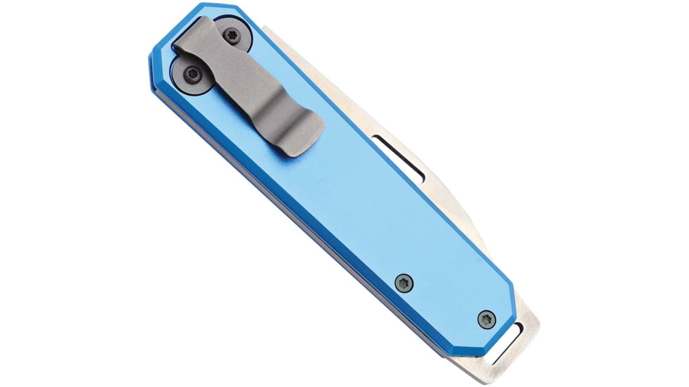 Bear and Son Knives Slip Joint Folding Knife w/ Clip, 2.38in, High Carbon Stainless Steel, Drop Point, Aluminum Handle, Blue, 110BL