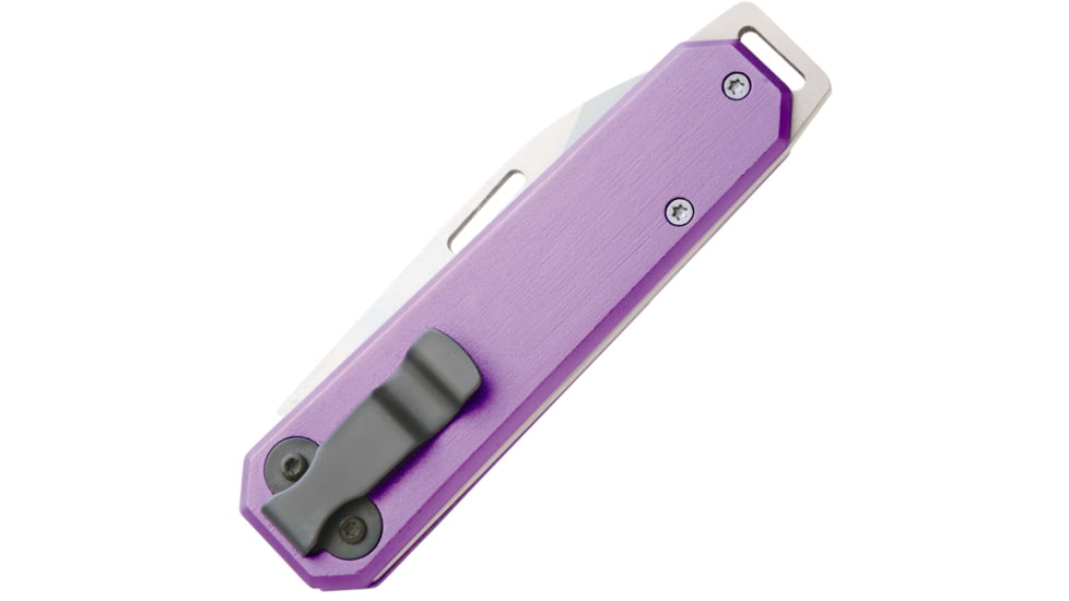 Bear and Son Knives Slip Joint Folding Knife w/ Clip, 2.38in, High Carbon Stainless Steel, Drop Point, Aluminum Handle, Purple, 110PL