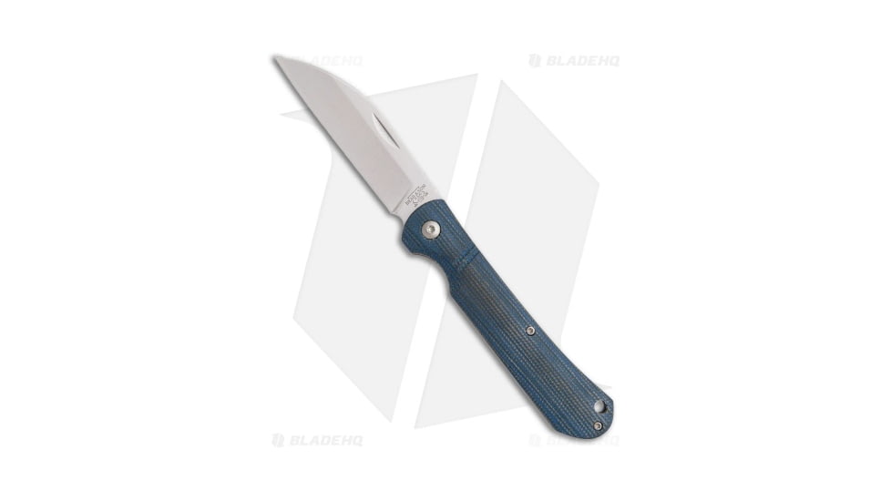 Bear and Son Knives Wharncliffe Folding Knife, 3.25in, D2, Wharncliffe Blade, Micarta Blue Handle, Steel/Blue, 7.75in, BHQ-196293