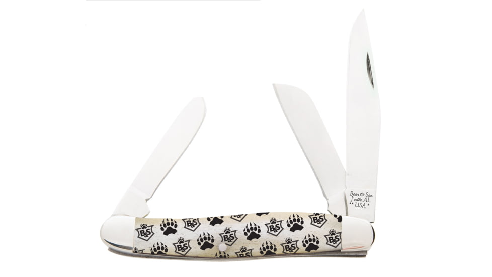 Bear &amp; Son Cutlery 3 7/8 Bear Branded Bone Large Stockman - WBJB47