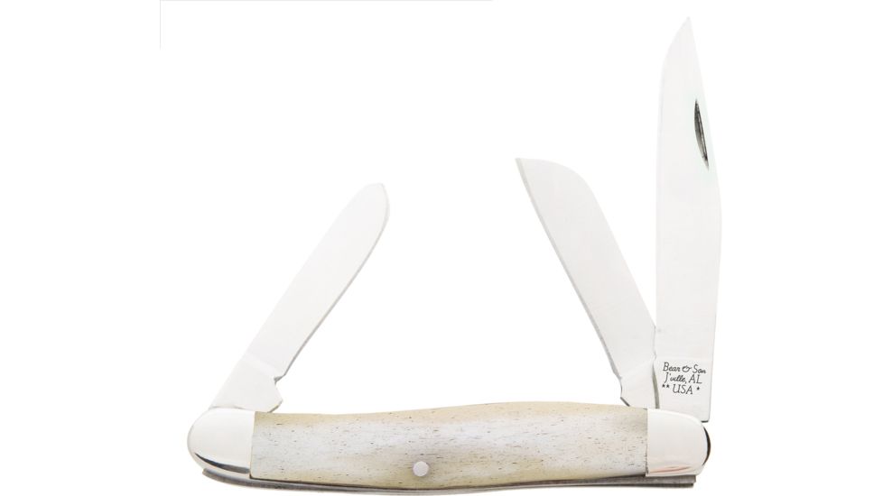 Bear &amp; Son Cutlery 3 7/8 White Smooth Bone Large Stockman - WSB47