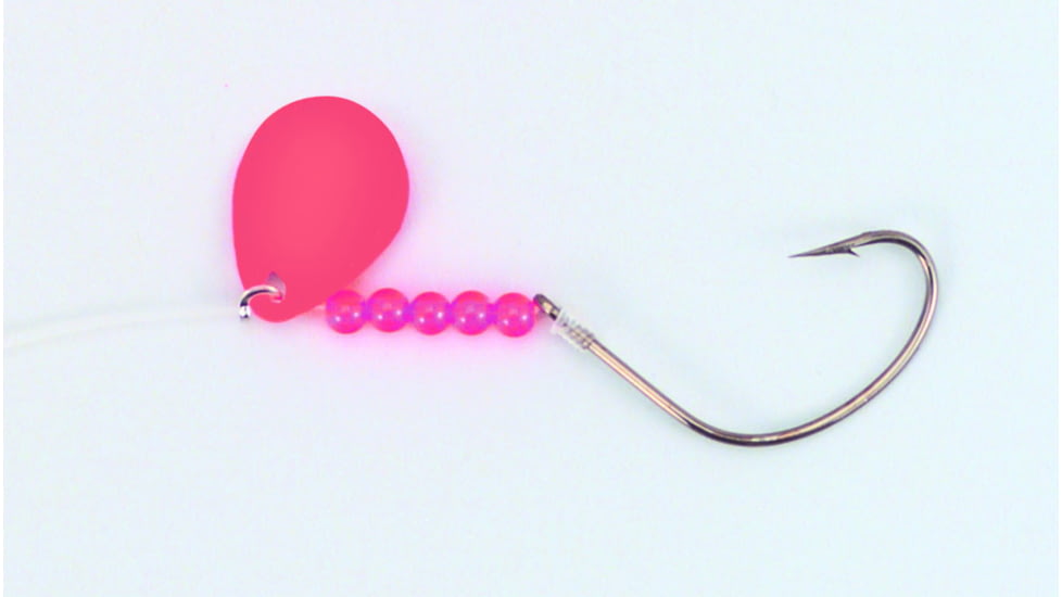 BearPaw Flicker Snelled Hook, Wide Gap, Kahle Bronze, 8in Mono, Fluorescent Orange Spinner, Size 2, 6 per Pack, FOWB-2