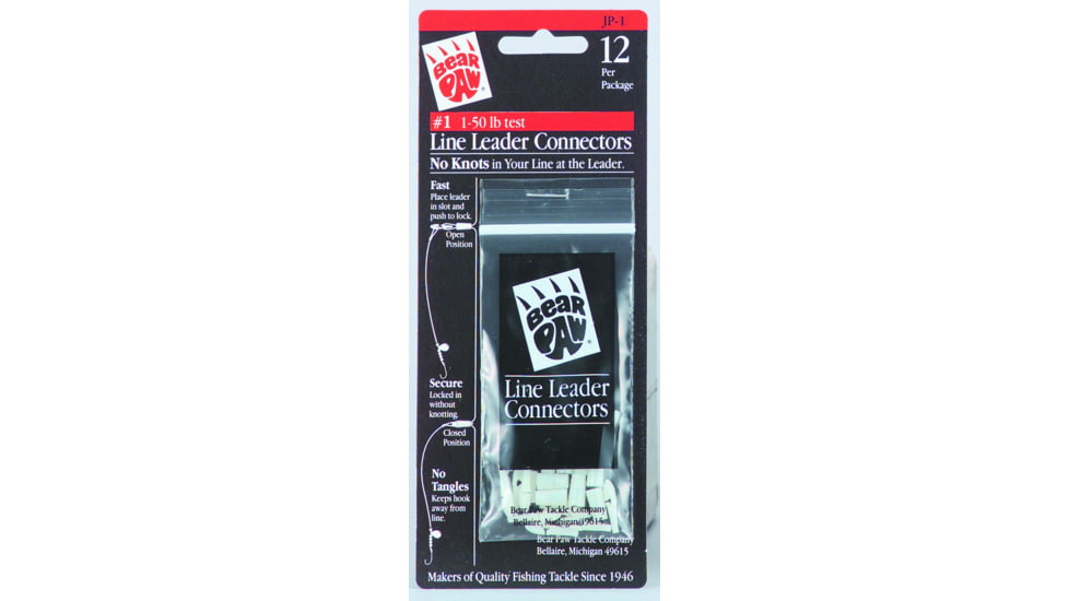 BearPaw No Knot Leader Connectors 1-50Lb Line 12Pk, JP-1