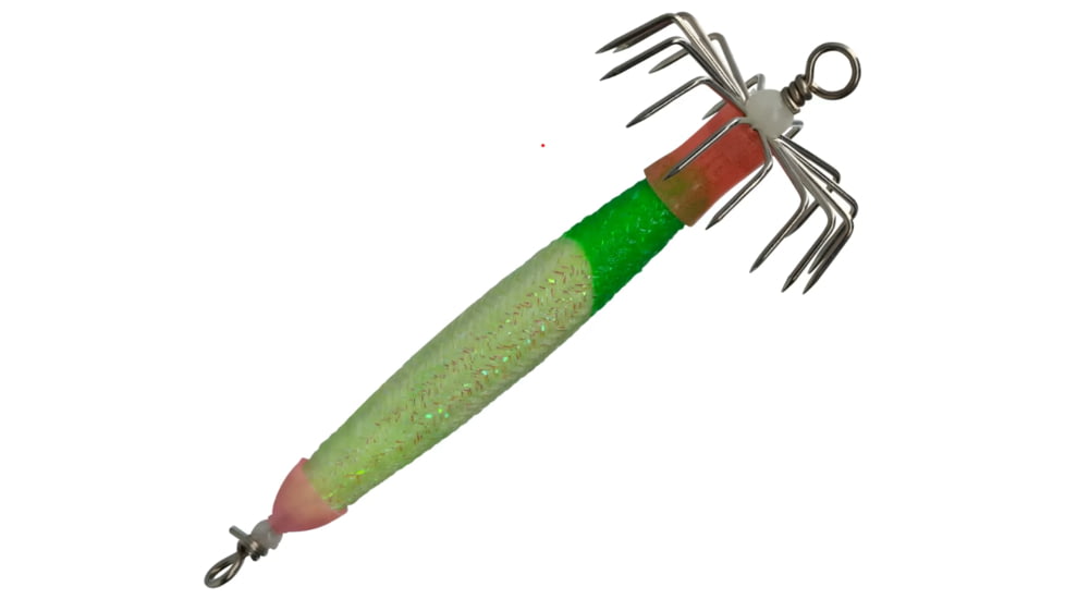Beau-Mac Squid Jig Skinny Large Natural Glow w/Green 1-1/8, PSJSL-NG