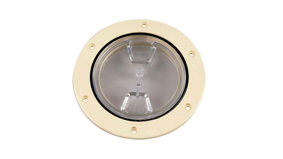 Beckson Marine 4&quot; Clear Center Screw-Out Deck Plate - Beige 46420