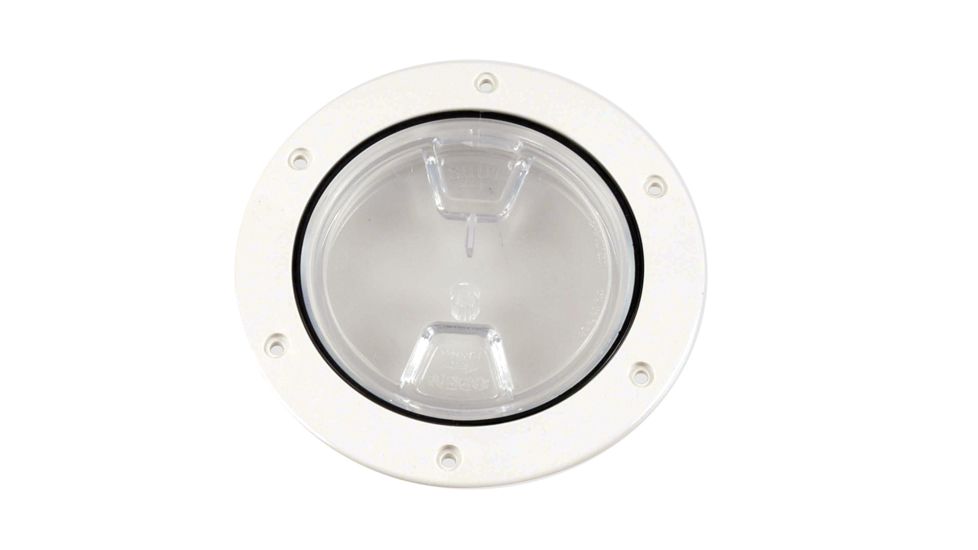 Beckson Marine 4&quot; Clear Center Screw-Out Deck Plate - White 46421