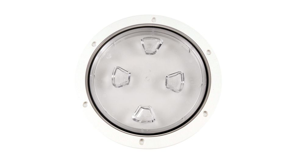 Beckson Marine 8&quot; Clear Center Screw-Out Deck Plate - White 46437