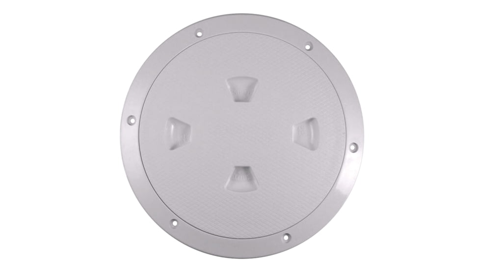 Beckson Screw-Out Deck Plate, White w/Diamond Texture, 8in, DP84-W