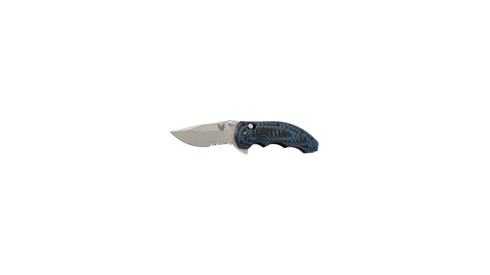 Benchmade 300-1 Axis Flipper Folding Knife, ComboEdge/ Blue and Black G10 Handles 300S-1